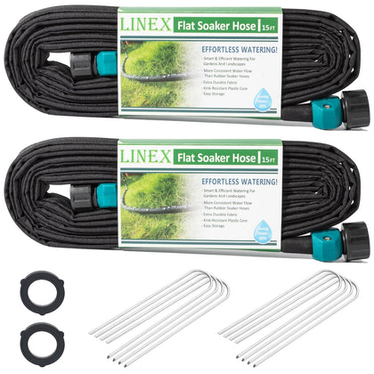 LINEX flat soaker hose rolled for easy storage and transport