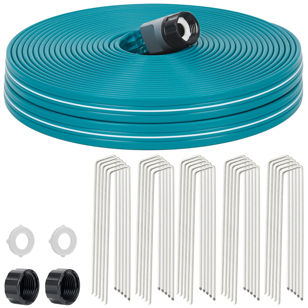 LINEX sprinkler-soaker hose 75ft laid on lawn for versatile watering