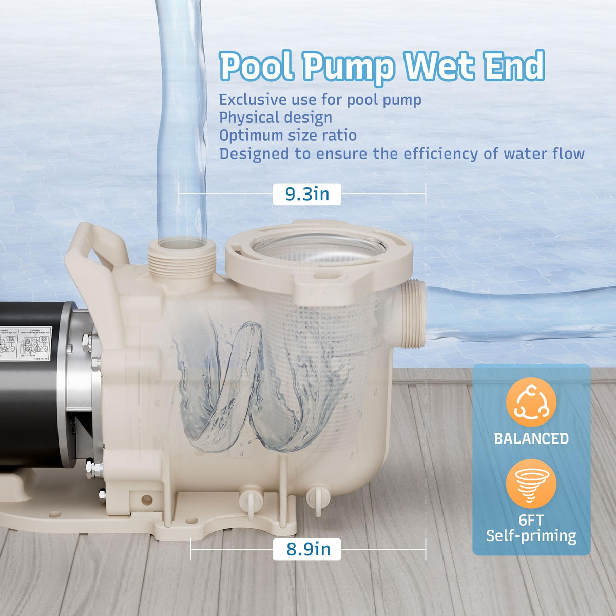 LINGXIAO pump 6340GPH high-flow image communicates fast filtration for cleaner water