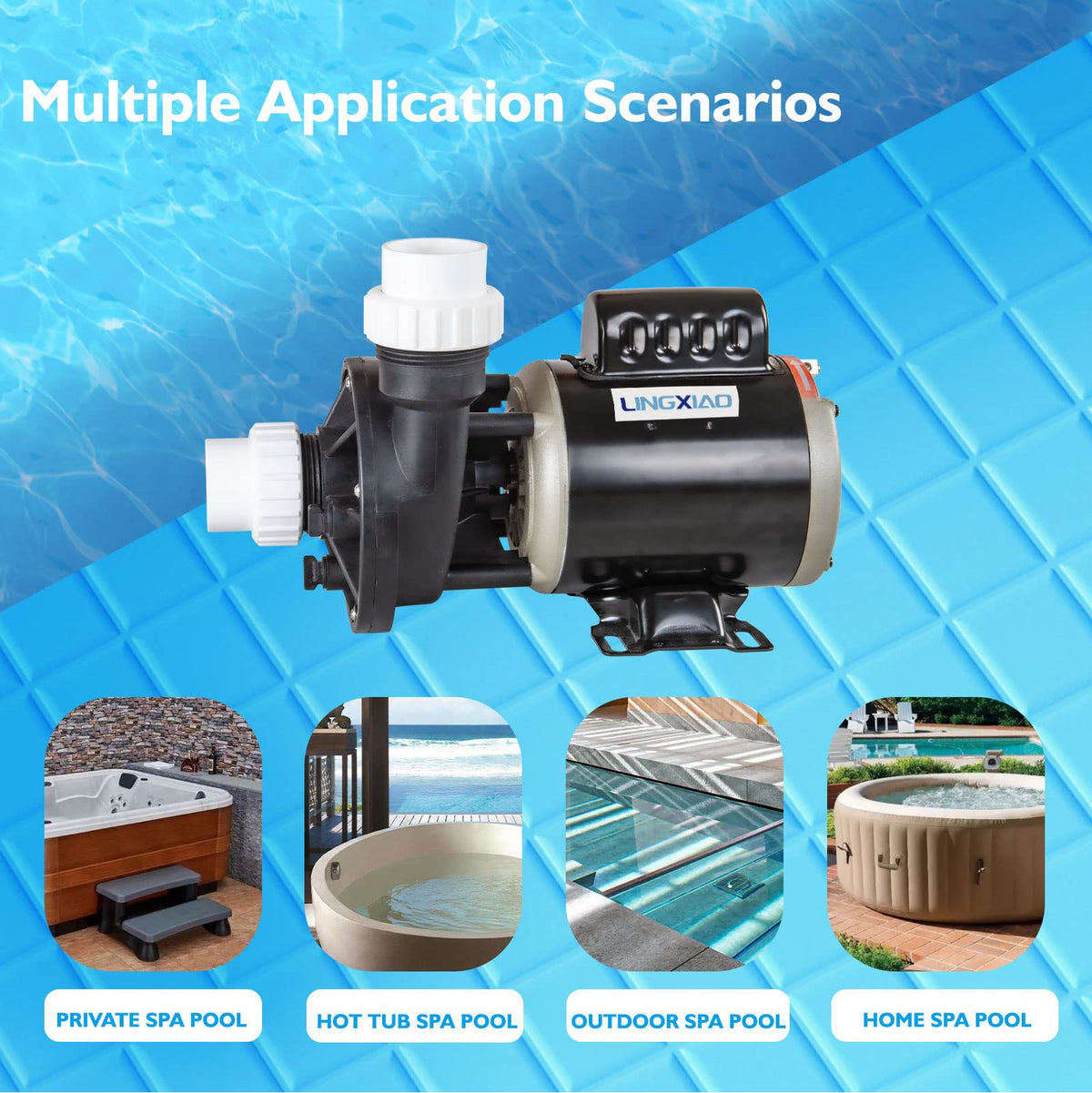LINGXIAO spa circulation pump in use in a hot tub environment