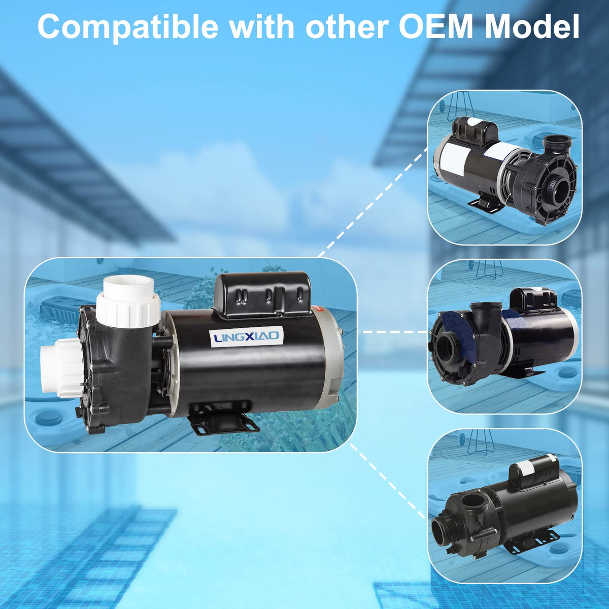 LINGXIAO spa pump 56WUA400-I copper winding, enhanced durability and smooth operation.