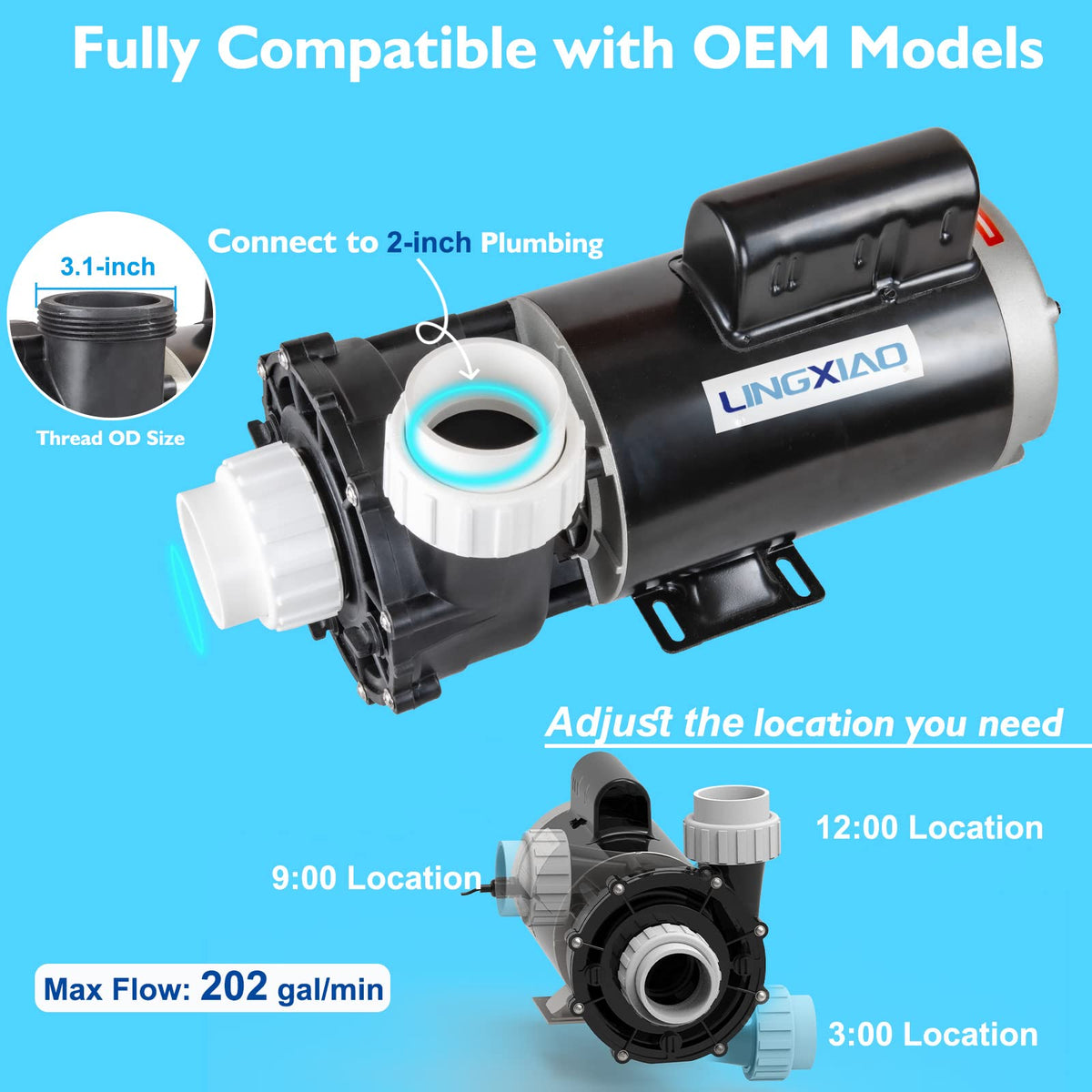 LINGXIAO spa pump 56WUA400-I in use, supports steady spa circulation and heating efficiency.
