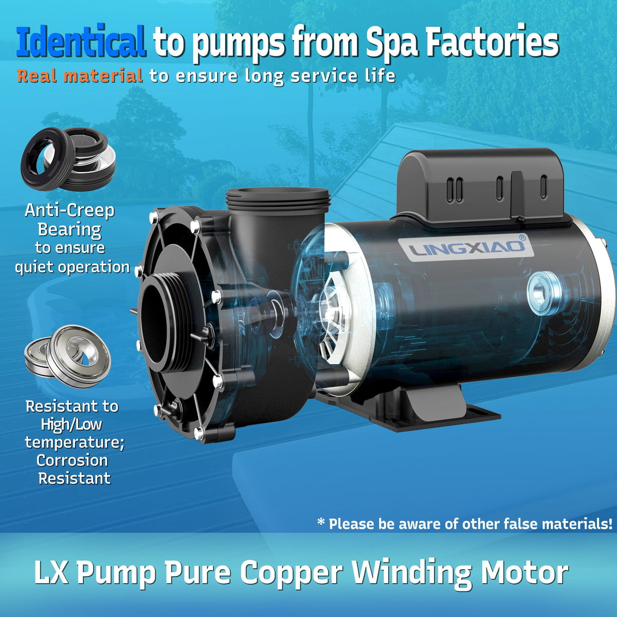 LINGXIAO spa pump 56WUA400-I terminal connections, easy wiring for quick setup.