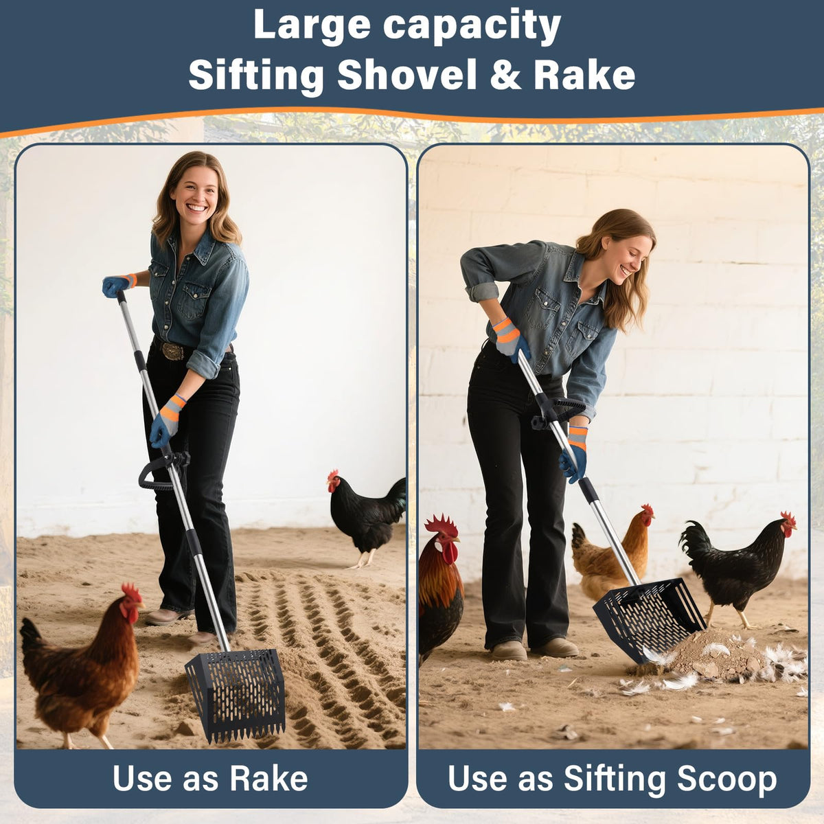 Linidcoud 10-inch scoop head with precise sifting for efficient cleaning