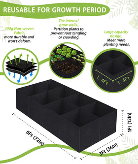 Linksandt raised bed with six compartments for organized planting