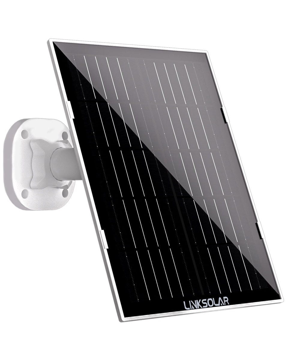 LinkSolar 8W panel mounted outdoors to support Ring camera power in varied weather.