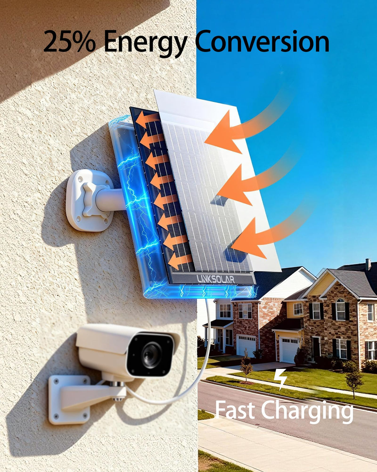 LinkSolar 9.8-foot cable allows flexible placement near the doorbell camera.