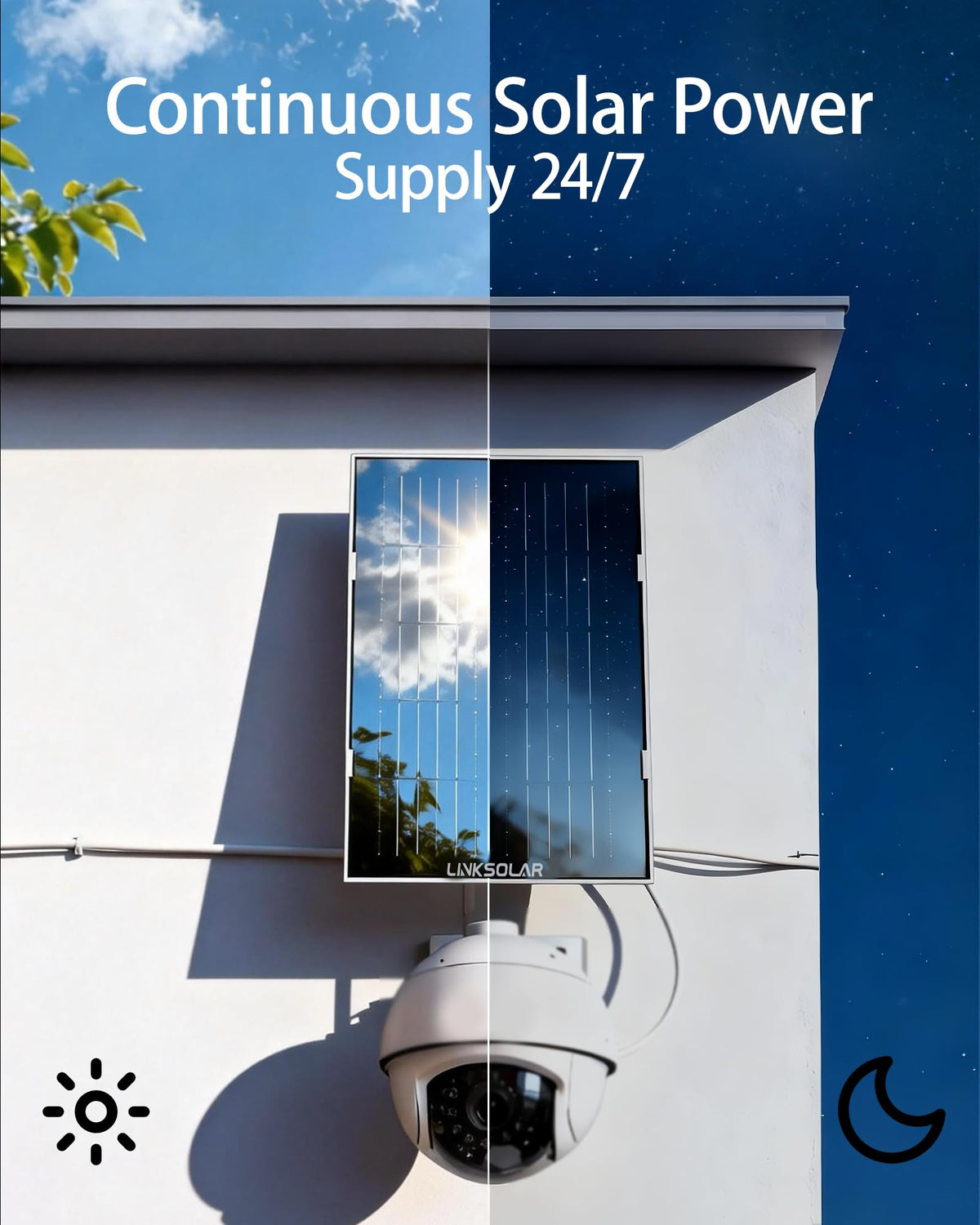 LinkSolar plug-and-play installation supports easy recharging for rechargeable cameras.