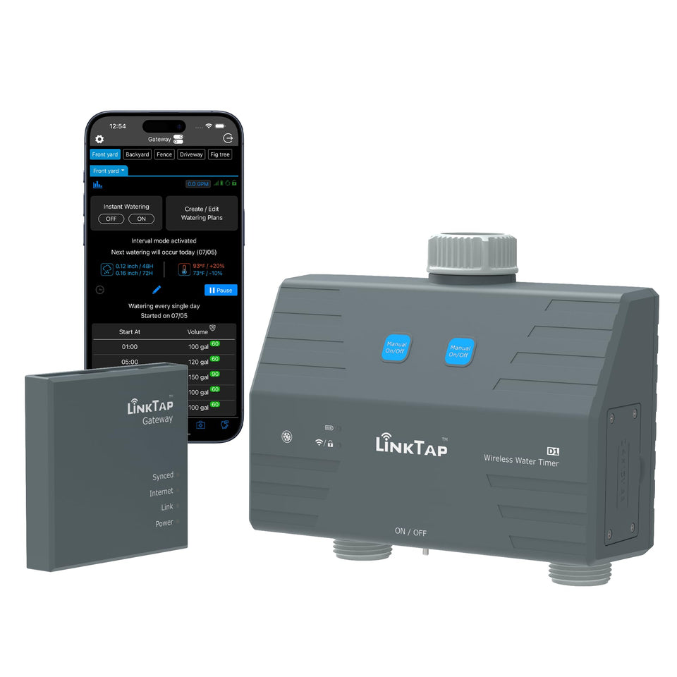 LinkTap D1 gateway front view enabling quick, reliable irrigation setup