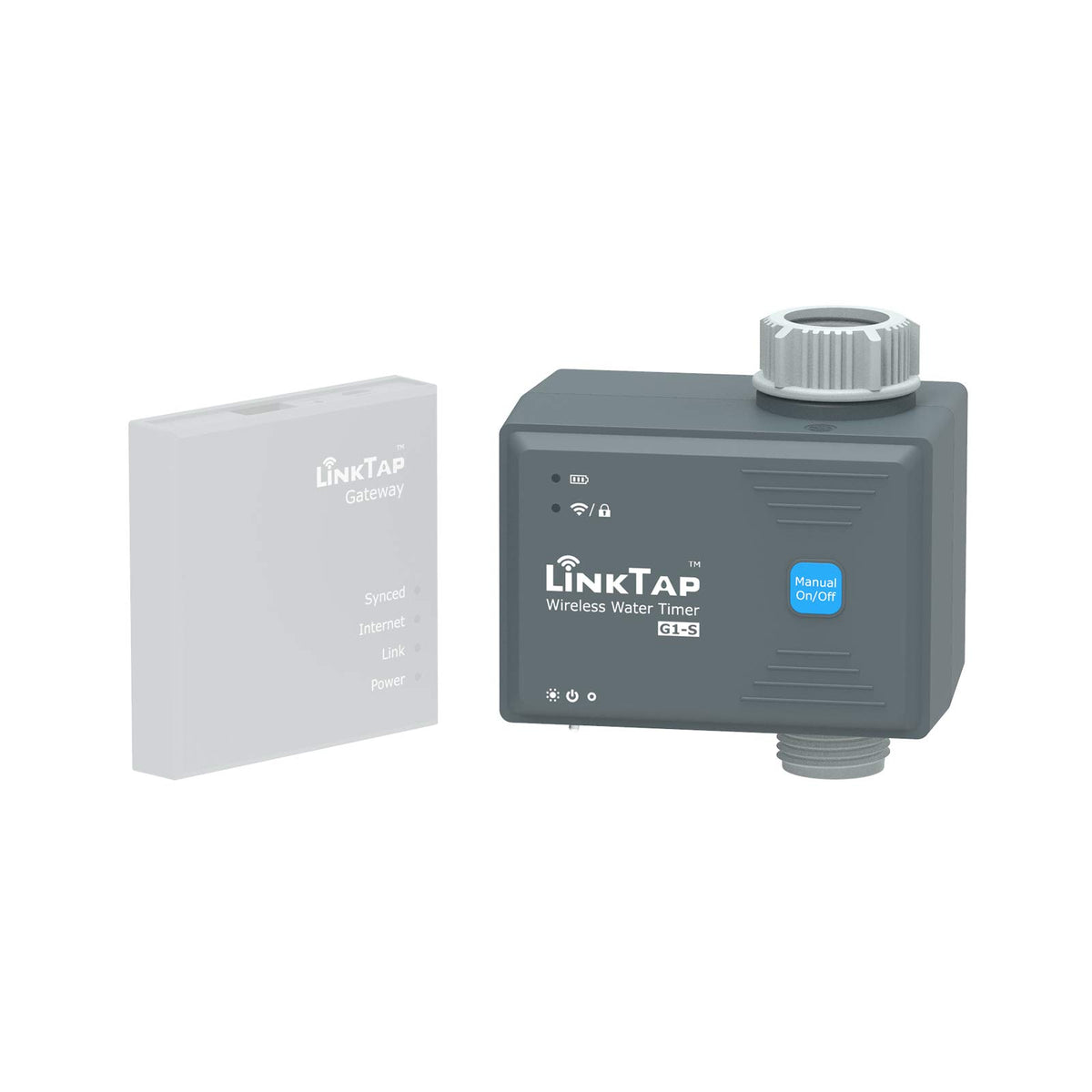 LinkTap G1S timer with gateway setup image; automates watering for healthier plants.