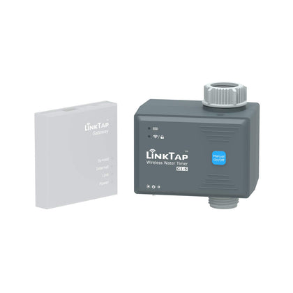 LinkTap G1S timer with gateway setup image; automates watering for healthier plants.