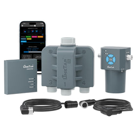 LinkTap Q1 four-zone valves setup for precise garden zoning and irrigation control.