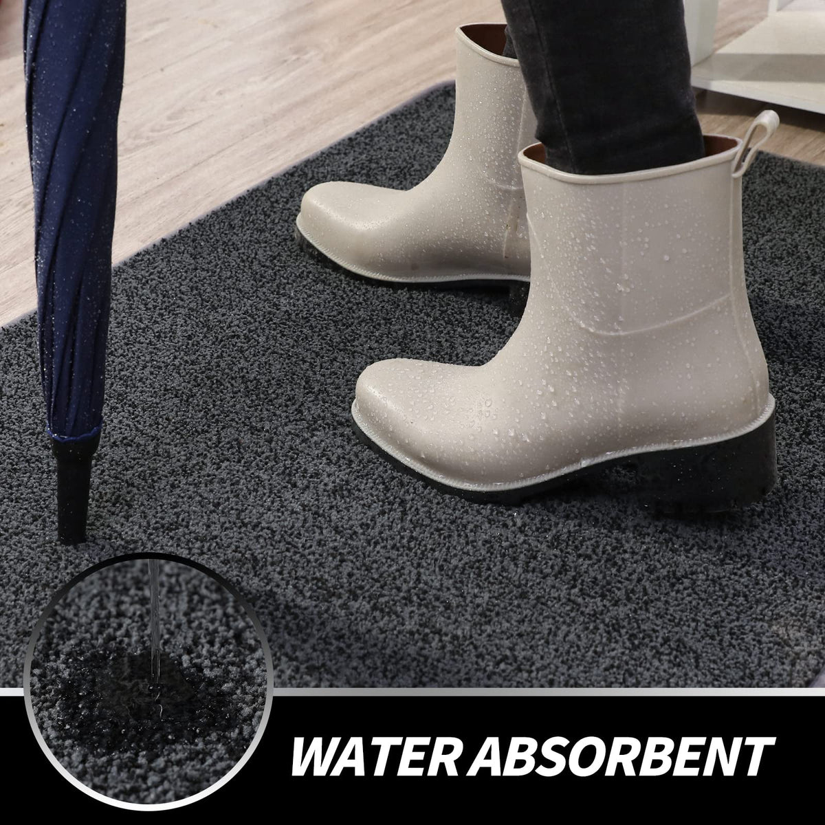 LINLA indoor doormat dirt-trapping close-up reveals durable polyester fibers