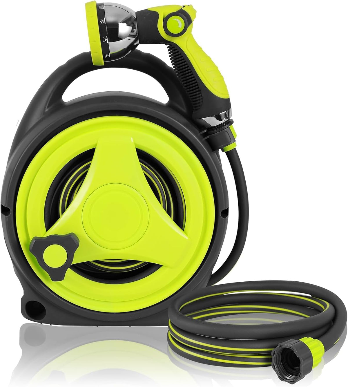 LINLiDA retractable hose reel 45ft ready for efficient garden watering.