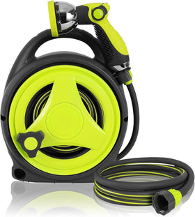 LINLiDA retractable hose reel 45ft ready for efficient garden watering.