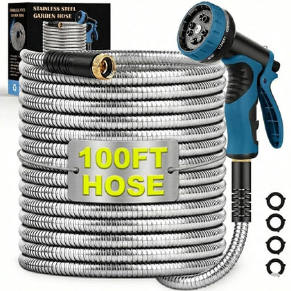 LINODI garden hose 100ft full-length view for durable outdoor watering