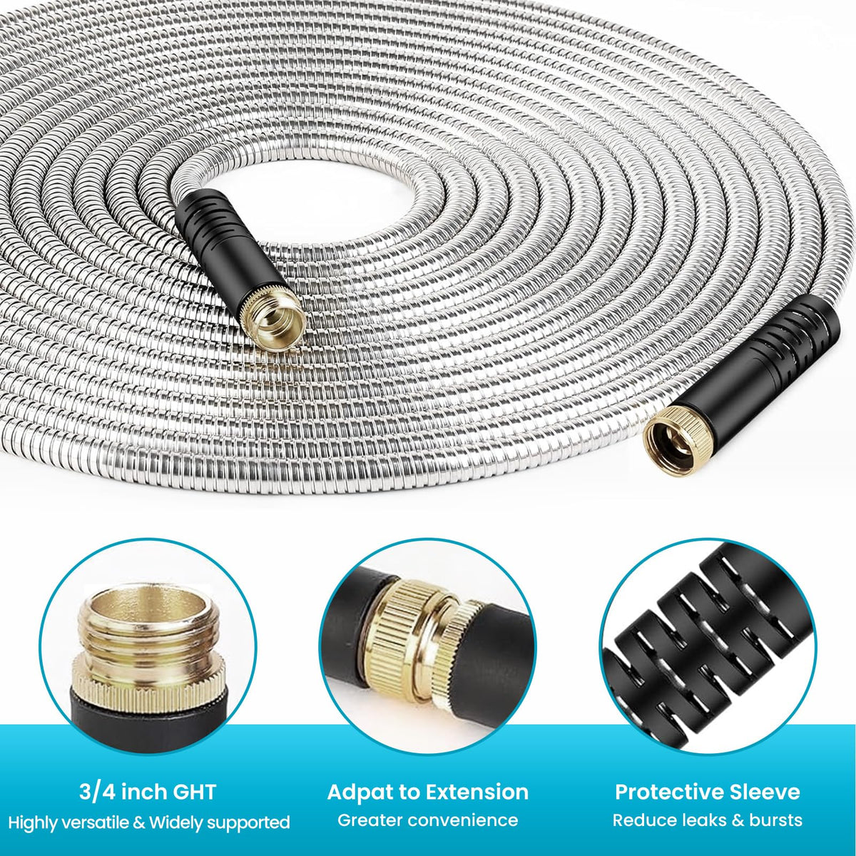 LINODI stainless steel braid visible, kink resistant and sturdy