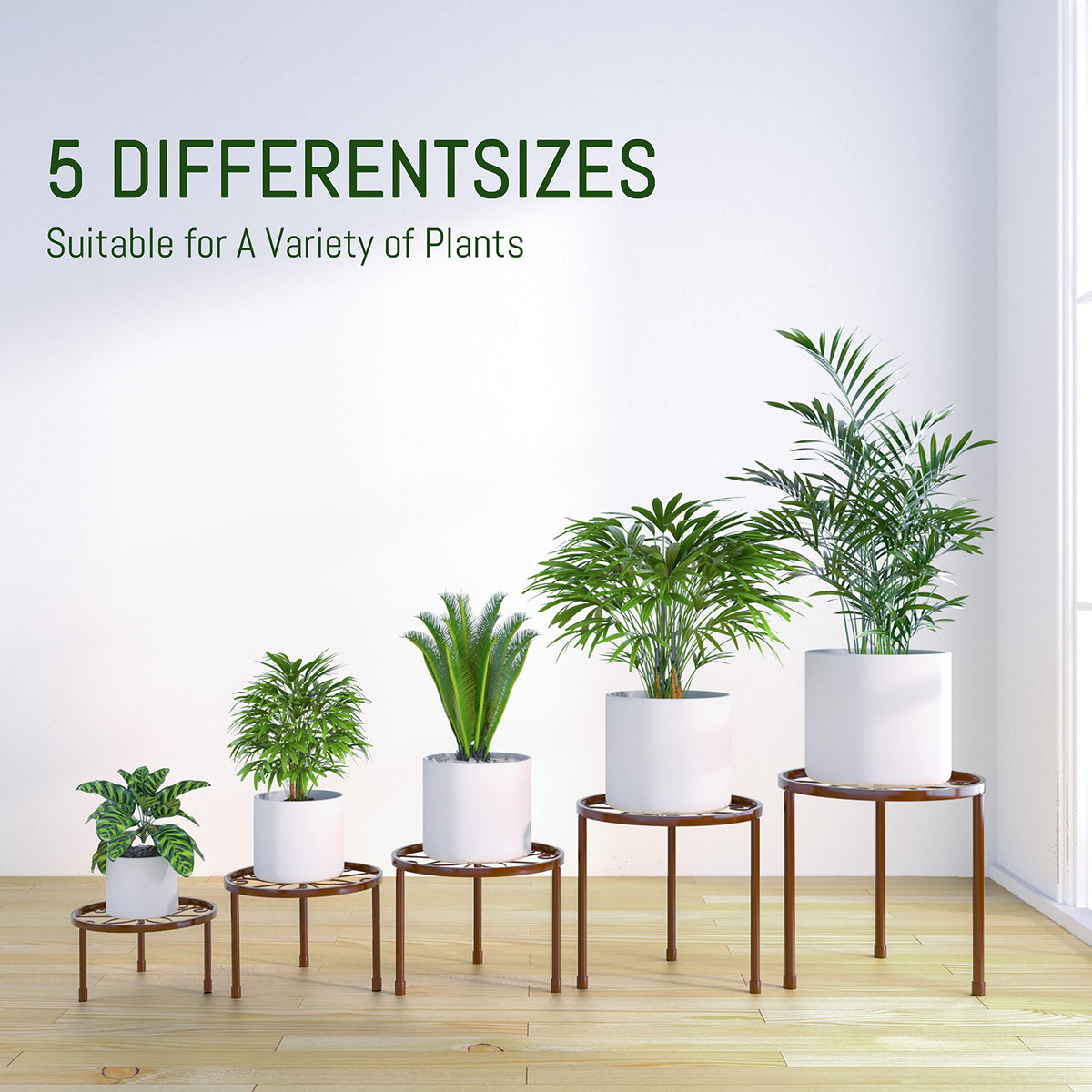 Linpla plant stand base has floor-protective pads to prevent scratches.