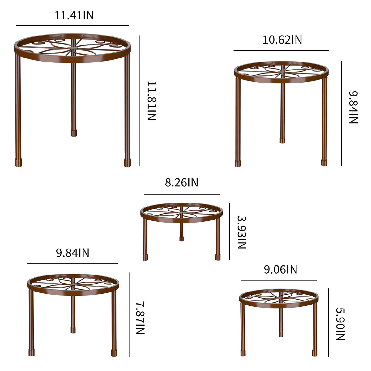 Linpla bronze-finish iron plant stands enhance home or office decor.