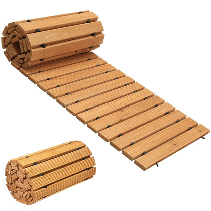 LINSHRY 8ft wooden garden pathway, front view, rustic cedar finish and outdoor versatility.