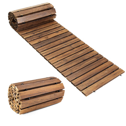 LINSHRY 8ft wooden garden pathway with anti-slip surface for safe walking