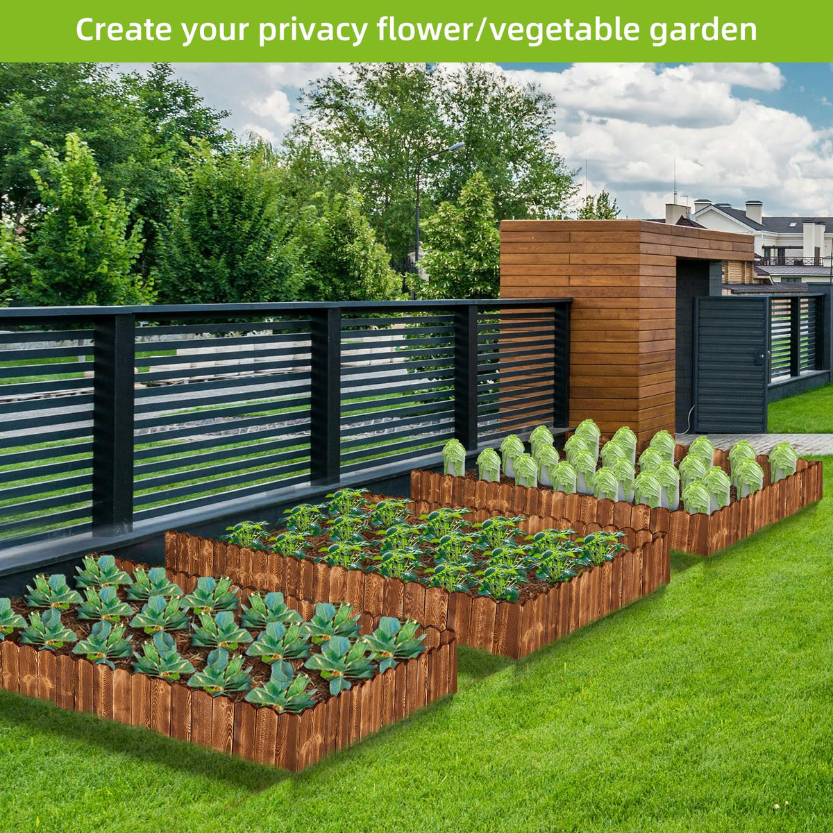 LINSHRY landscape border beside flower beds adds defined, decorative edging.
