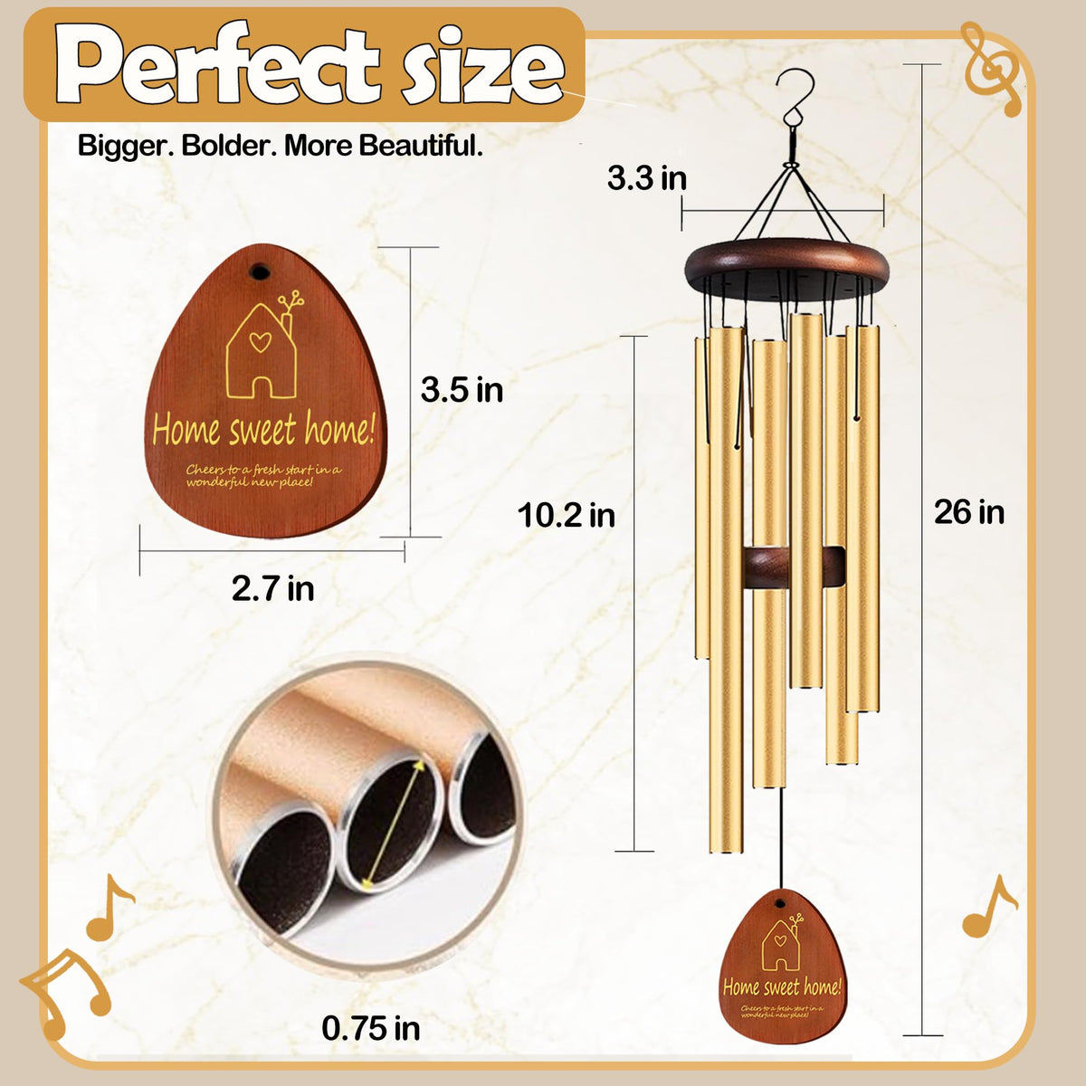 Lintriguingly 26-inch chimes outdoor setting create joyful ambiance