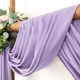 LINXTAR lilac sheer chiffon drapes cascade over arch for backdrop