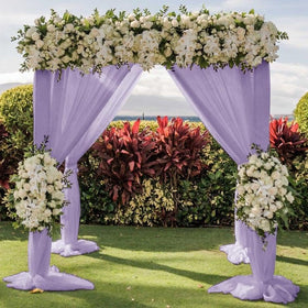 LINXTAR outdoor garden backdrop using lilac drapes for ambiance