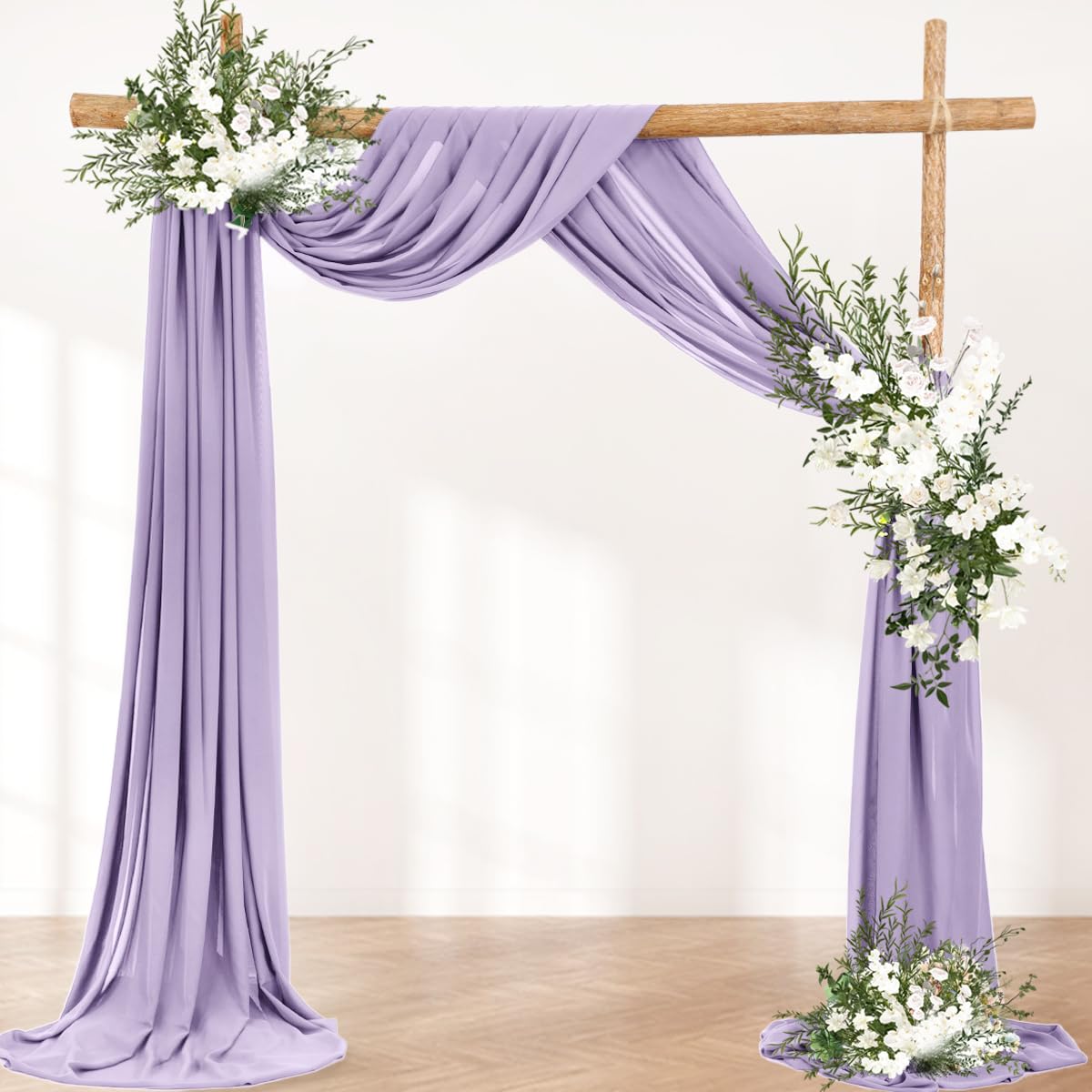 LINXTAR two-panel drape setup on arch for photo-ready decor