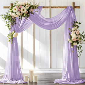 LINXTAR lilac two-panel draping fabric on arch, soft chiffon texture