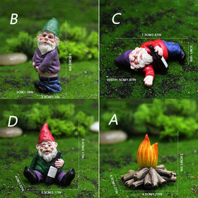 LINZHEN drunken gnome sitting with wine for patio display