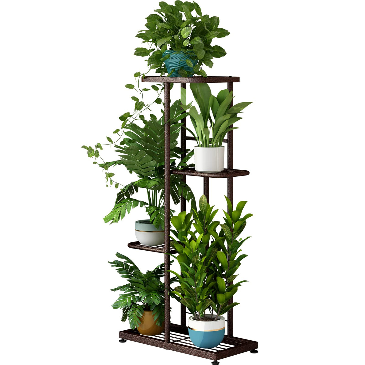 LINZINAR plant stand top view displaying organized multiple pots