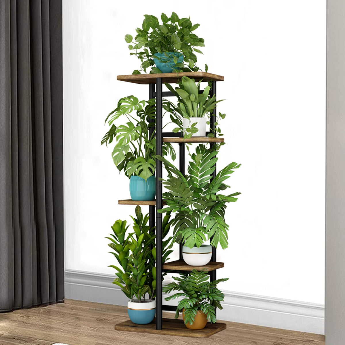 LINZINAR plant stand 5-tier assembled demonstrates balanced base and stability