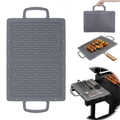 LIONROGE large silicone grill mat folded on counter for easy storage.
