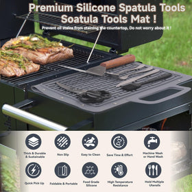 LIONROGE silicone grill mat with removable slots keeps utensils organized.