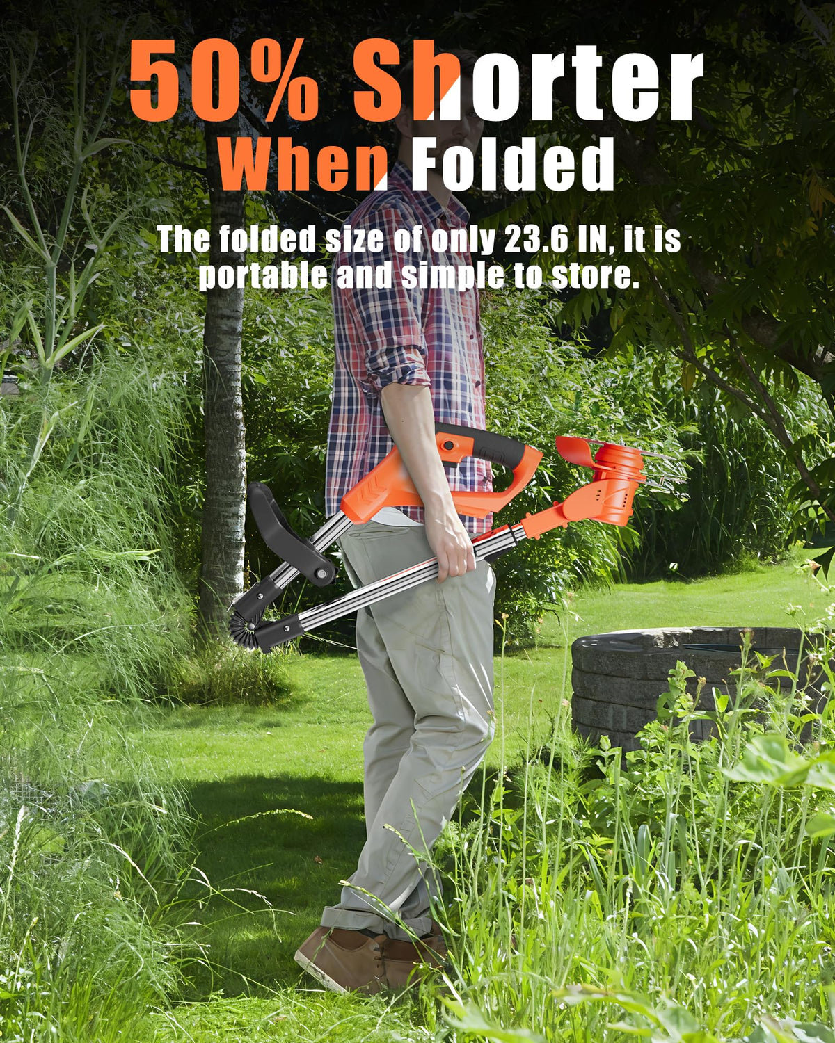 LIONTOTO 3-in-1 weed eater setup for trimming, edging, and light mowing