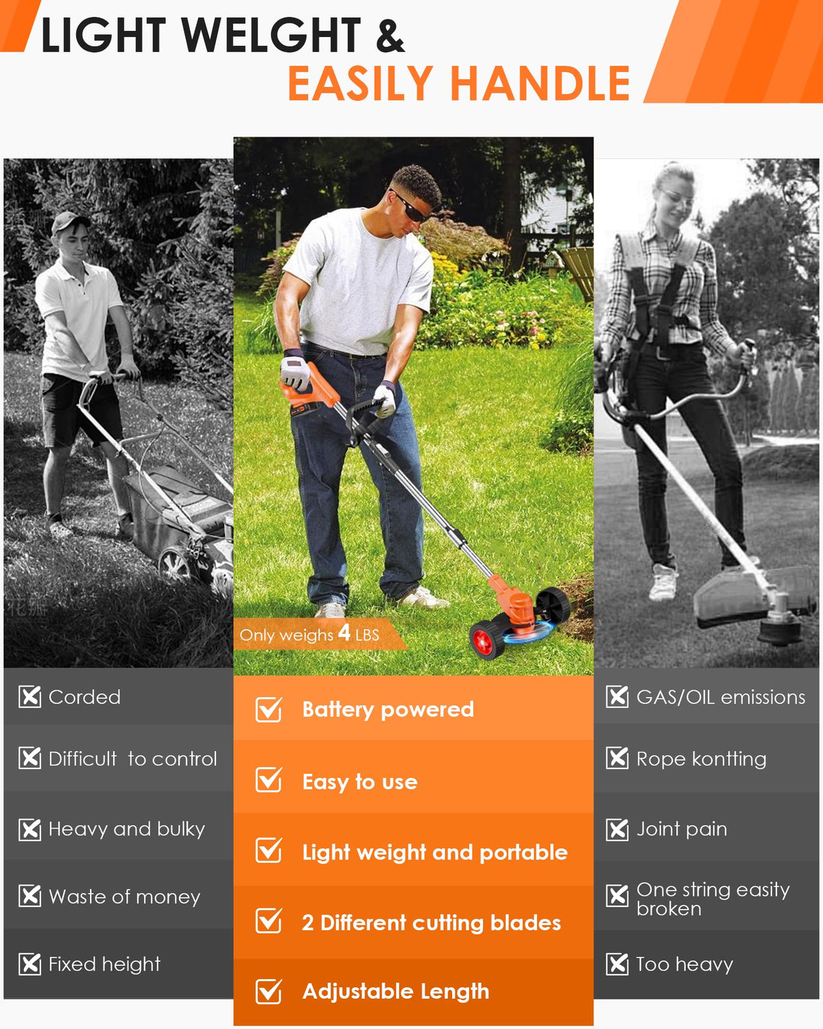 LIONTOTO roller wheel attachment aids smooth mowing