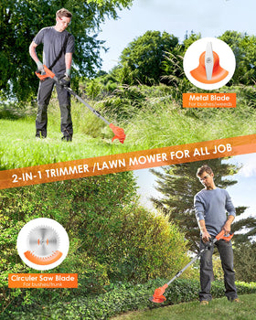LIONTOTO weed wacker folded for compact storage in a garage