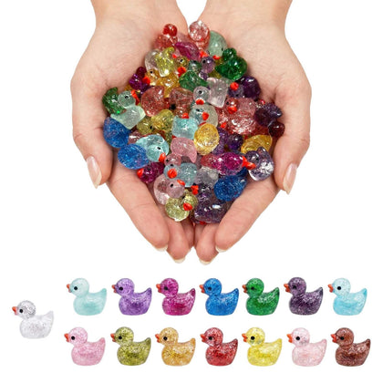 LionWell glitter mini duck set for bright moss terrariums.