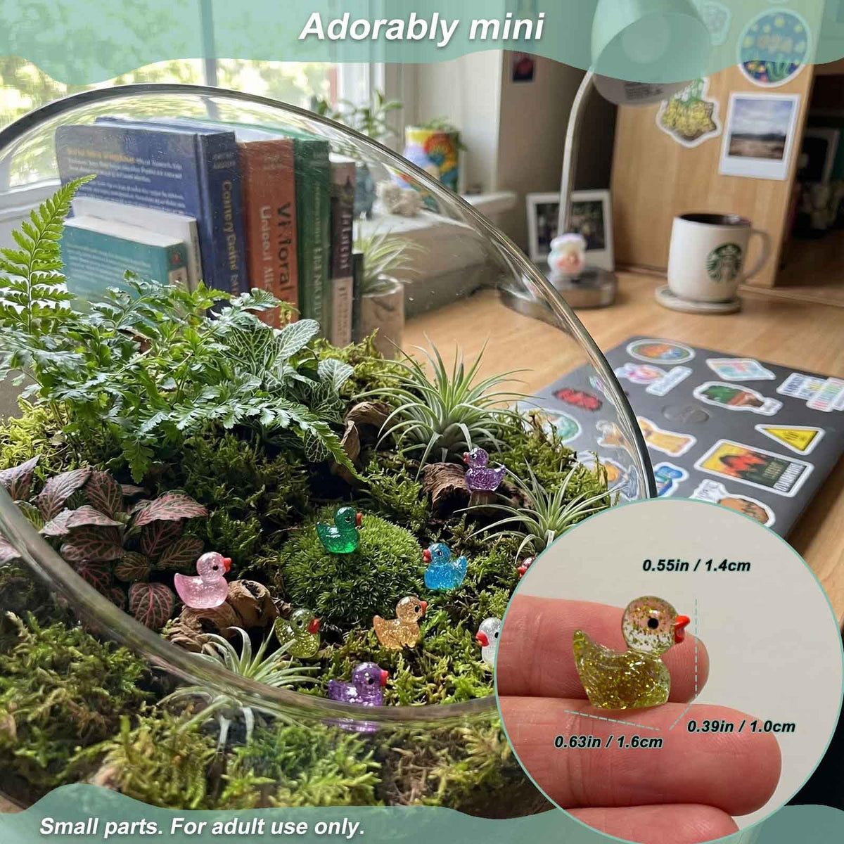 LionWell resin duck figurines with sparkle add whimsy to aquariums.