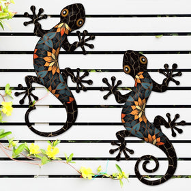 Liosecgar gecko wall art 11.8 inch outdoor sculpture enhances garden walls