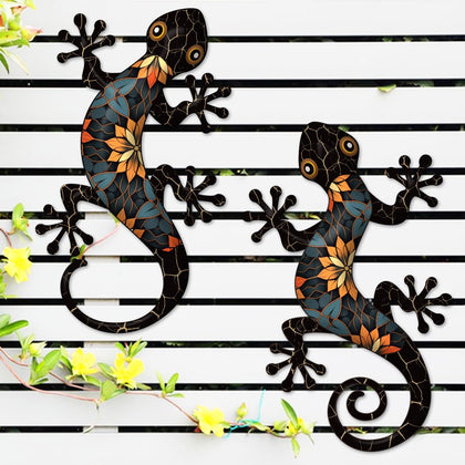 Liosecgar gecko wall art 11.8 inch outdoor sculpture enhances garden walls