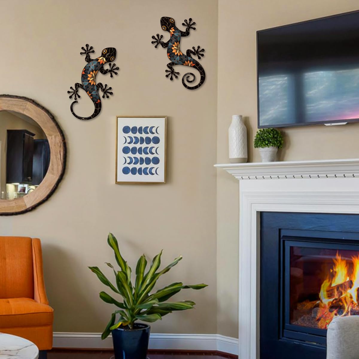 Liosecgar outdoor gecko art pairs with garden lighting