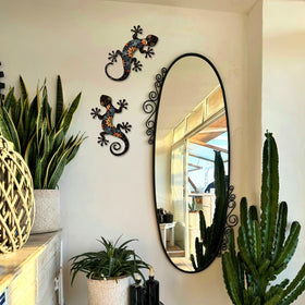 Liosecgar metal gecko wall art durable for year-round outdoor use