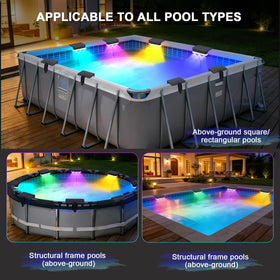 Lipik 8Packs solar pool light at dusk providing automatic dusk-to-dawn glow