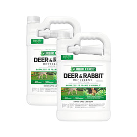 Liquid Fence Deer & Rabbit Repellent applied to garden plants deters nibblers