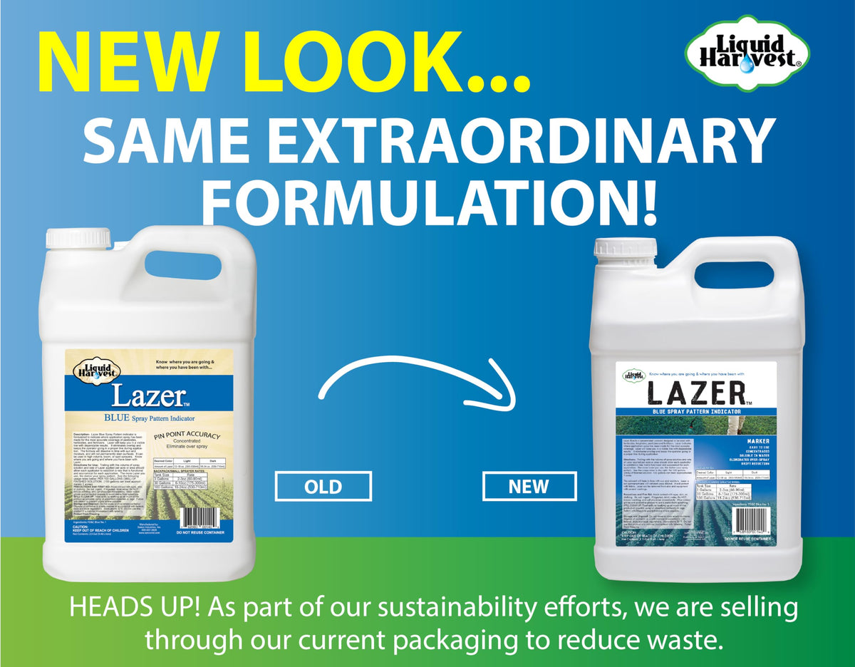 Liquid Harvest Lazer Blue spray-pattern-visualization shows where the product lands for targeted treatment.