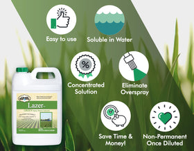 Liquid Harvest Lazer Green mixing with water based solutions demonstrates versatile marking