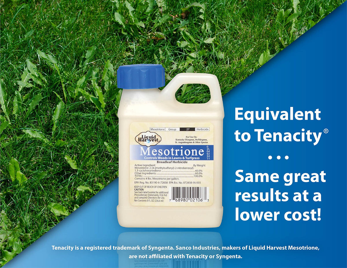 Close-up leaves show treated area with Liquid Harvest Mesotrione